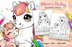 Cute animals Mothers day coloring pages, Horse coloring page Product Image 1