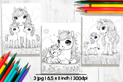 Cute animals Mothers day coloring pages, Horse coloring page Product Image 1