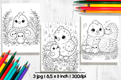 Cute animals Mothers day coloring pages, Cute chickens Product Image 1