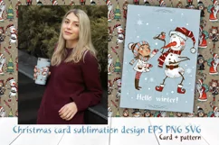 Funny snowman and girl PNG SVG Product Image 1
