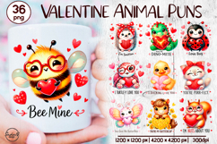 Valentine Animal Puns, Cute Love Png Product Image 1