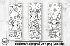 Winter moose bookmark coloring for kids Product Image 1