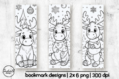 Winter moose bookmark coloring for kids Product Image 1