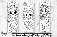 Winter fairy coloring bookmarks for kids Product Image 1