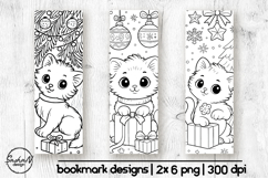 Winter bookmark coloring, Cat coloring page Product Image 1