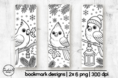 Christmas bookmark coloring, Red cardinal png Product Image 1