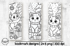 Winter bookmark coloring, Cat coloring page Product Image 1
