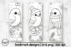 Winter bird bookmark coloring for kids Product Image 1