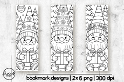 Winter bookmark coloring, Christmas gnomes png Product Image 1