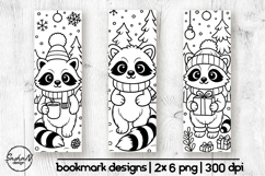 Winter bookmark coloring, Raccoon coloring pages Product Image 1