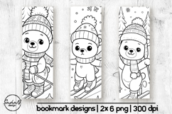 Winter bookmark coloring, Bear coloring pages Product Image 1