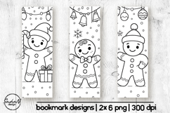 Gingerbread man coloring bookmarks, Christmas coloring Product Image 1