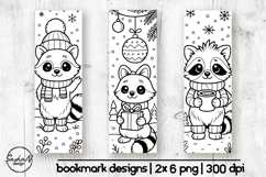Winter bookmark coloring, Raccoon coloring pages Product Image 1
