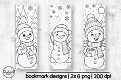 Christmas bookmark coloring, Snowman coloring Product Image 1