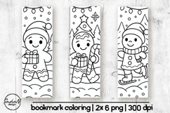 Gingerbread man coloring bookmarks, Christmas coloring Product Image 1