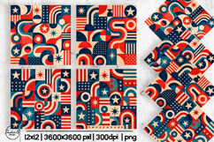 Modern Patriotic Digital Paper, Geometric Background Product Image 1