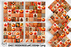 Autumn patchwork digital paper, Fall background Product Image 1