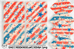 4th of July Scrapbook Paper, Red White Blue Stars &amp; Stripes Product Image 1