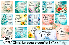 Christian Floral Square Coaster Sublimation Bundle Product Image 1