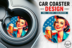 4th of july retro girl car coaster sublimation designs Product Image 1