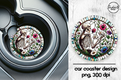 Skeleton png, Halloween car coasters sublimation designs Product Image 1