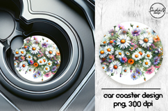 Daisy flowers car coaster sublimation designs Product Image 1