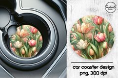 Tulips car coaster sublimation designs Product Image 1