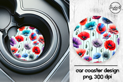 Poppy flowers car coaster sublimation designs Product Image 1