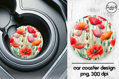 Poppy flowers car coaster sublimation designs Product Image 1