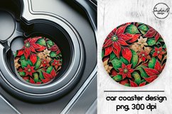 Christmas poinsettia car coasters sublimation designs Product Image 1