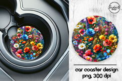 Colorful flowers car coaster sublimation designs Product Image 1