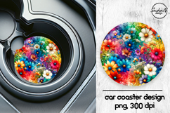 Colorful flowers car coaster sublimation designs Product Image 1