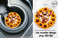Funny goat with sunflowers car coasters sublimation design Product Image 1