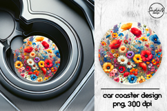Colorful flowers car coaster sublimation designs Product Image 1
