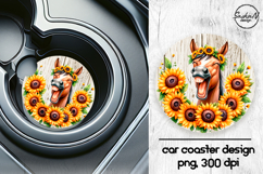 Horse with sunflowers car coasters sublimation design Product Image 1