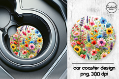 Colorful flowers car coaster sublimation designs Product Image 1