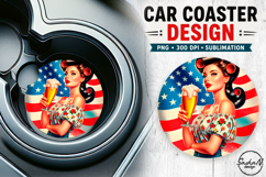4th of july retro girl car coaster sublimation designs Product Image 1