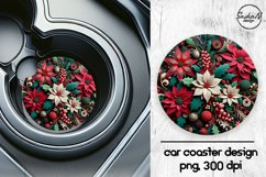 Christmas poinsettia car coasters sublimation designs Product Image 1