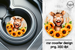 Funny donkey with sunflowers car coasters sublimation design Product Image 1