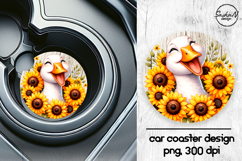 Cute duck with sunflowers car coasters sublimation Product Image 1