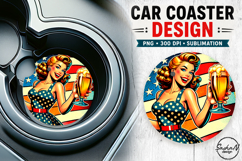 4th of july retro girl car coaster sublimation designs Product Image 1