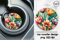 Colorful flowers car coaster sublimation designs Product Image 1
