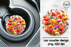 Poppy flowers car coaster sublimation designs Product Image 1