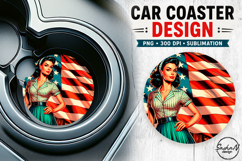 4th of july retro girl car coaster sublimation designs Product Image 1