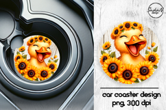 Cute duckling with sunflowers car coasters sublimation Product Image 1