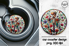 Skeleton png, Halloween car coasters sublimation designs Product Image 1