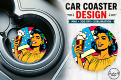 4th of july retro girl car coaster sublimation designs Product Image 1