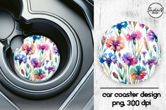 Watercolor flowers car coaster sublimation designs Product Image 1