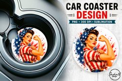 4th of july retro girl car coaster sublimation designs Product Image 1