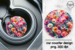 Colorful flowers car coaster sublimation designs Product Image 1